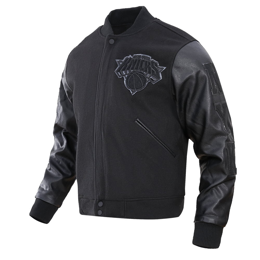 NBA NEW YORK KNICKS TRIPLE BLACK MEN'S VARSITY JACKET (BLACK)
