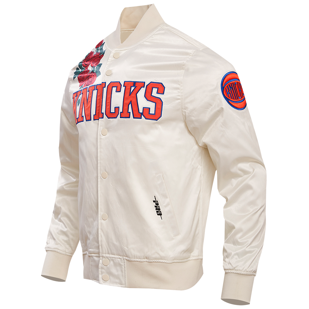 NBA NEW YORK KNICKS ROSES MEN'S SATIN JACKET (EGGSHELL / MULTI)