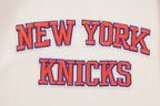 NBA NEW YORK KNICKS RETRO CLASSIC MEN'S RIB WOOL VARSITY JACKET (EGGSHELL/ ROYAL BLUE)