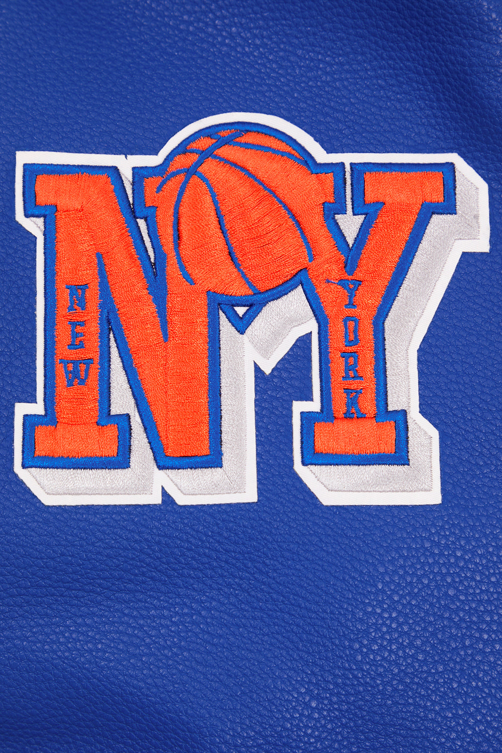 NBA NEW YORK KNICKS RETRO CLASSIC MEN'S RIB WOOL VARSITY JACKET (EGGSHELL/ ROYAL BLUE)