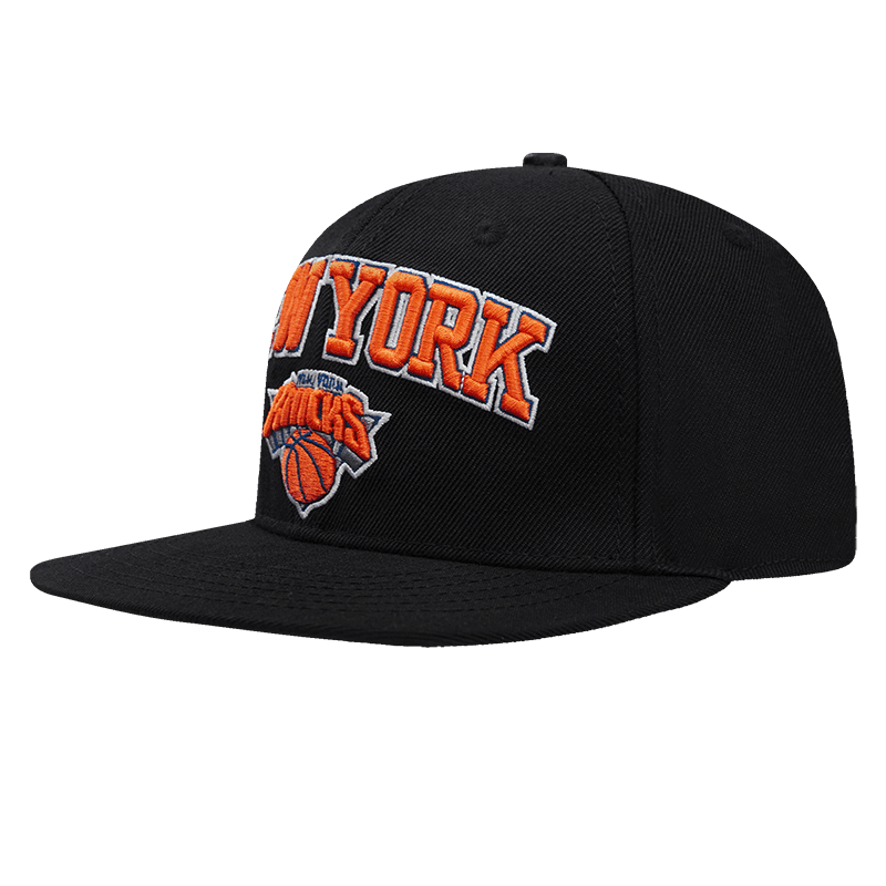 NBA NEW YORK KNICKS STACKED LOGO UNISEX SNAPBACK HAT (BLACK)