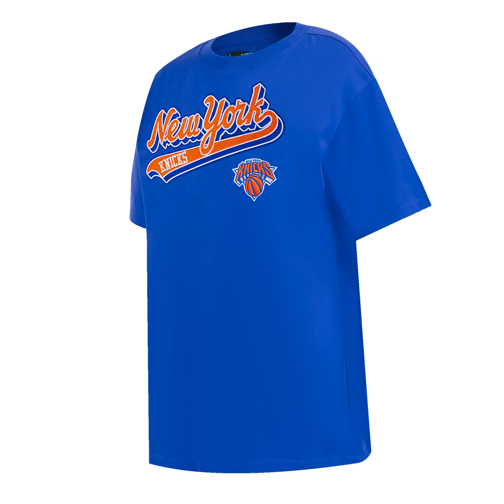 NBA NEW YORK KNICKS SCRIPT TAIL WOMEN'S BOYFRIEND TEE (ROYAL BLUE)