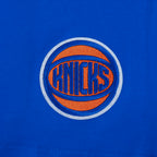 NBA NEW YORK KNICKS OLD ENGLISH WOMEN'S SJ BOXY TEE (ROYAL BLUE)