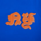 NBA NEW YORK KNICKS OLD ENGLISH WOMEN'S SJ BOXY TEE (ROYAL BLUE)