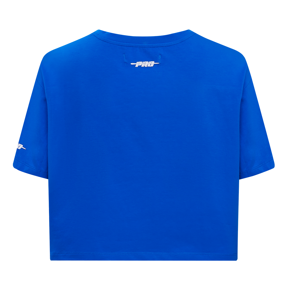 NBA NEW YORK KNICKS RETRO ELEVATION T-SHIRT EN JERSEY SIMPLE À COUPE CARRÉE POUR FEMME (BLEU ROYAL)