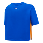 NBA NEW YORK KNICKS RETRO ELEVATION T-SHIRT EN JERSEY SIMPLE À COUPE CARRÉE POUR FEMME (BLEU ROYAL)