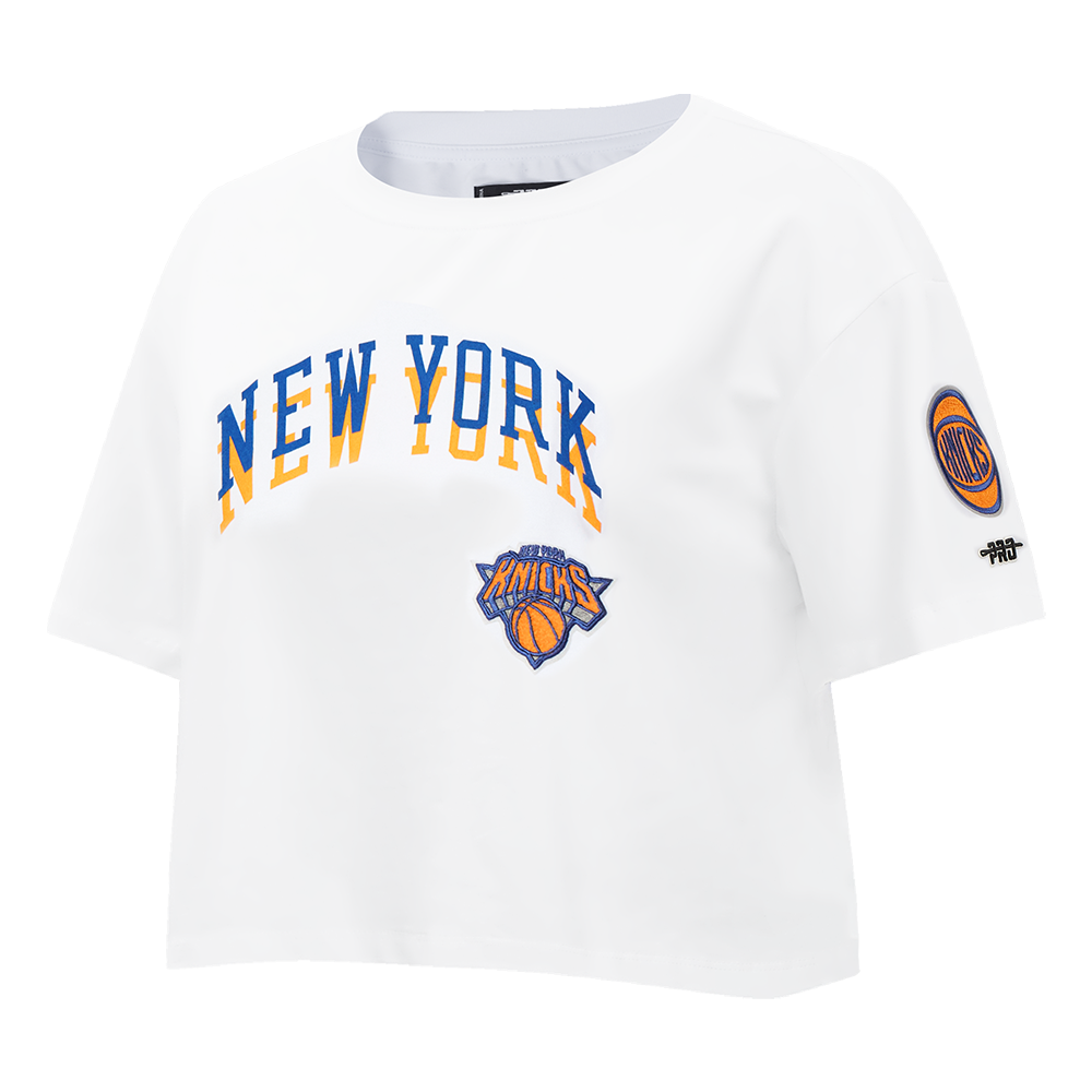 NBA NEW YORK KNICKS CITY EDITION 24-25 WOMEN'S SINGLE JERSEY BOXY TEE (WHITE)
