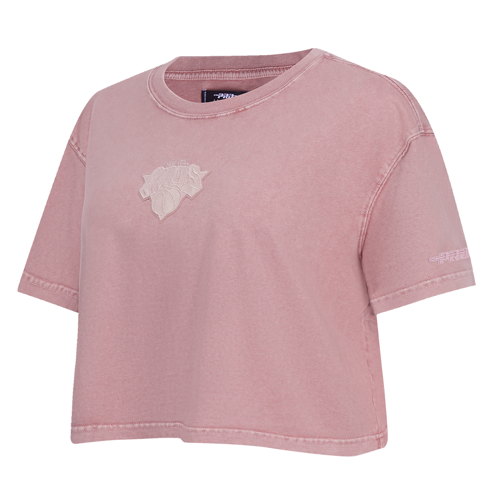NBA NEW YORK KNICKS WASHED CLASSIC WOMEN'S ENZYME WASH BOXY TEE (WASHED MAUVE)