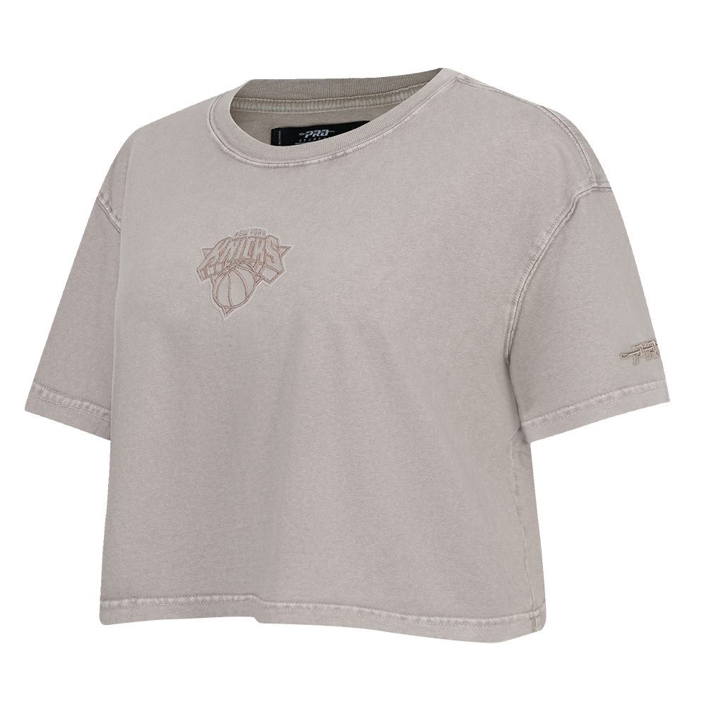 NBA NEW YORK KNICKS WASHED CLASSIC WOMEN'S ENZYME WASH BOXY TEE (WASHED WARM SLATE)