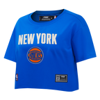 NBA NEW YORK KNICKS MODERN ORIGINALS T-SHIRT EN JERSEY SIMPLE À COUPE CARRÉE POUR FEMME (BLEU ROYAL)