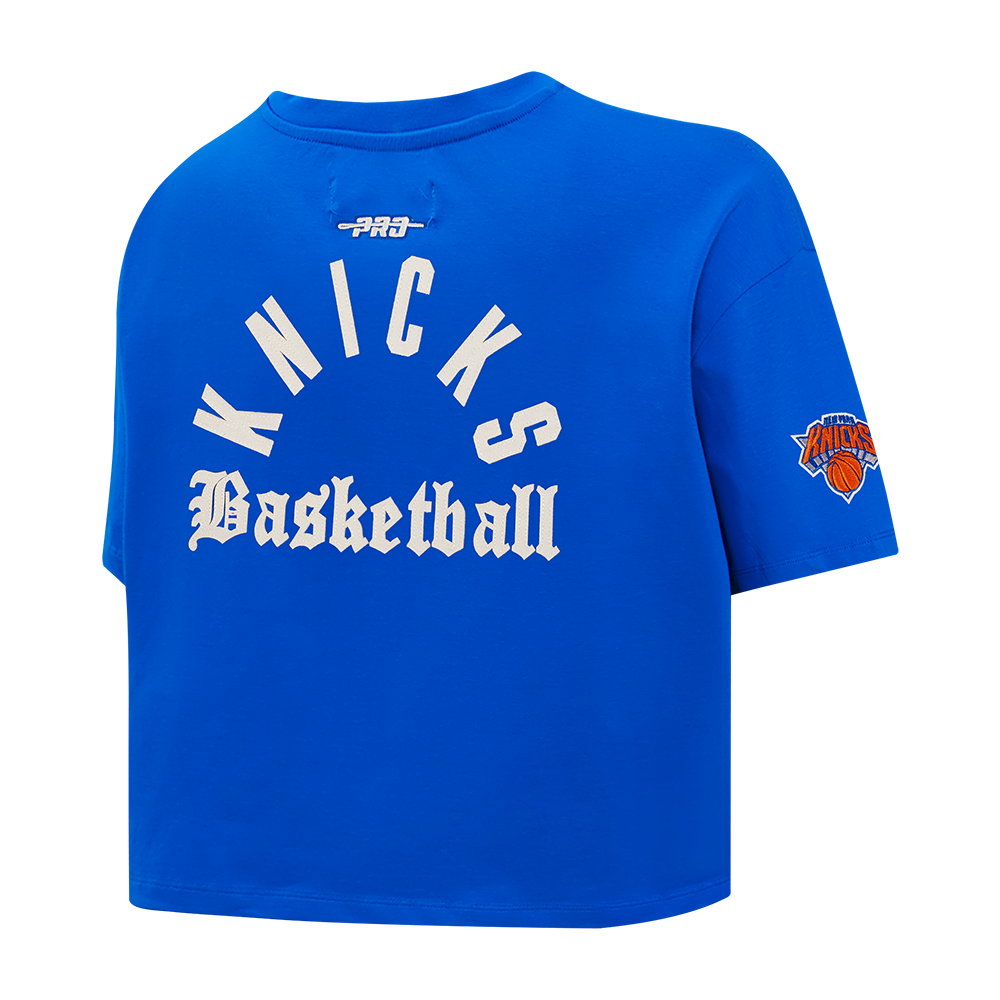 NBA NEW YORK KNICKS MODERN ORIGINALS T-SHIRT EN JERSEY SIMPLE À COUPE CARRÉE POUR FEMME (BLEU ROYAL)