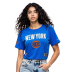 NBA NEW YORK KNICKS MODERN ORIGINALS T-SHIRT EN JERSEY SIMPLE À COUPE CARRÉE POUR FEMME (BLEU ROYAL)