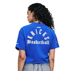 NBA NEW YORK KNICKS MODERN ORIGINALS T-SHIRT EN JERSEY SIMPLE À COUPE CARRÉE POUR FEMME (BLEU ROYAL)