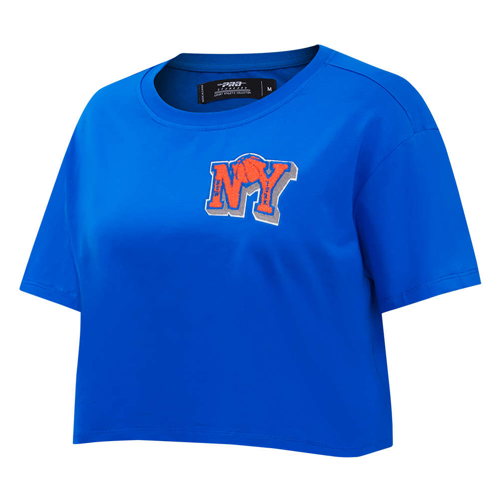NBA NEW YORK KNICKS MASHUP WOMEN'S BOXY TEE (ROYAL BLUE)