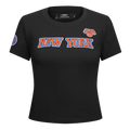 NBA NEW YORK KNICKS CLASSIC T-SHIRT EN JERSEY SIMPLE À COUPE AJUSTÉE POUR FEMME (NOIR)