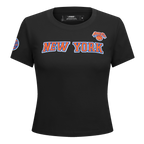 NBA NEW YORK KNICKS CLASSIC T-SHIRT EN JERSEY SIMPLE À COUPE AJUSTÉE POUR FEMME (NOIR)