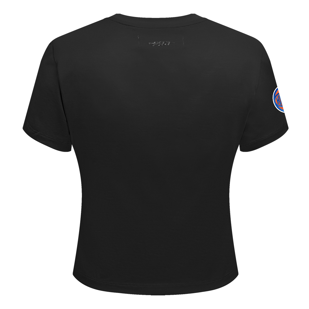NBA NEW YORK KNICKS CLASSIC T-SHIRT EN JERSEY SIMPLE À COUPE AJUSTÉE POUR FEMME (NOIR)