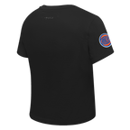 NBA NEW YORK KNICKS CLASSIC T-SHIRT EN JERSEY SIMPLE À COUPE AJUSTÉE POUR FEMME (NOIR)