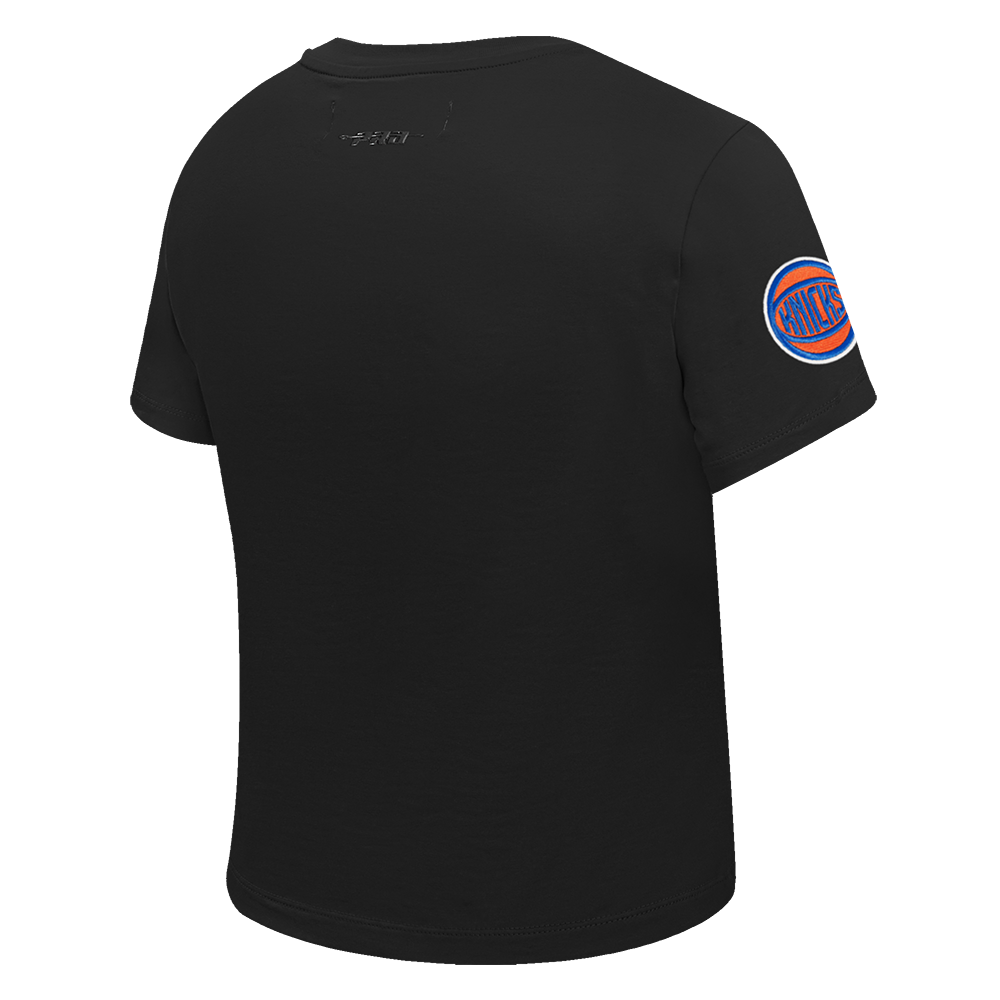 NBA NEW YORK KNICKS CLASSIC T-SHIRT EN JERSEY SIMPLE À COUPE AJUSTÉE POUR FEMME (NOIR)