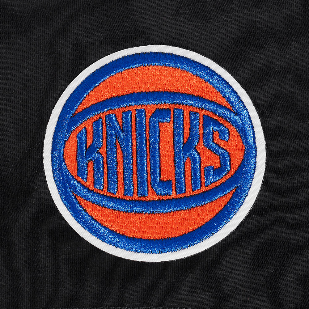 NBA NEW YORK KNICKS CLASSIC T-SHIRT EN JERSEY SIMPLE À COUPE AJUSTÉE POUR FEMME (NOIR)
