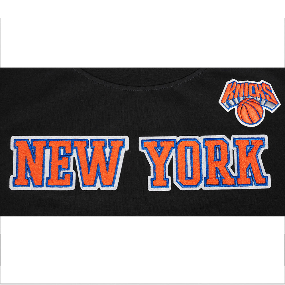 NBA NEW YORK KNICKS CLASSIC T-SHIRT EN JERSEY SIMPLE À COUPE AJUSTÉE POUR FEMME (NOIR)