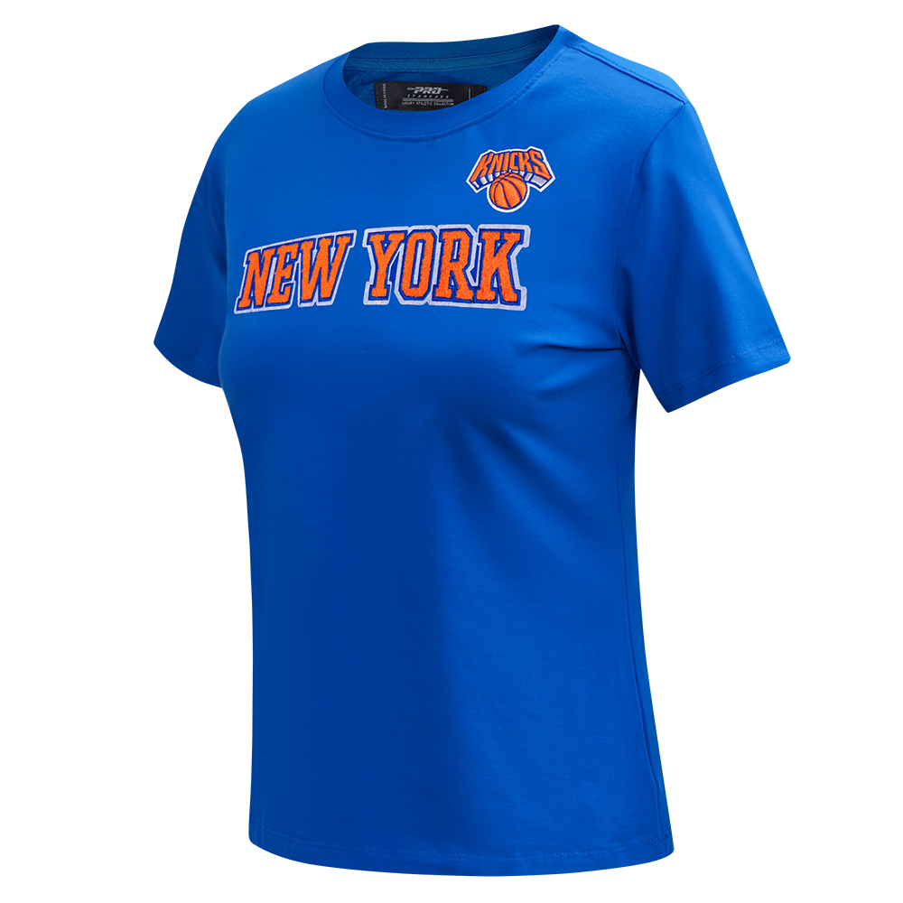 NBA NEW YORK KNICKS CLASSIC SHORT SLEEVE WOMEN'S SINGLE JERSEY SLIM FIT TEE (ROYAL BLUE)