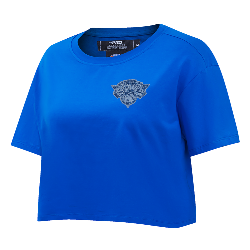 NBA NEW YORK KNICKS VARSITY BLUES WOMEN'S BOXY TEE (ROYAL BLUE)