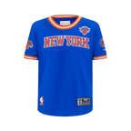 NBA NEW YORK KNICKS CLASSIC BIG BOY'S SHORT SLEEVE MESH TEE (ROYAL BLUE/ORANGE)