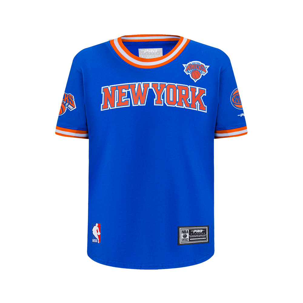 NBA NEW YORK KNICKS CLASSIC BIG BOY'S SHORT SLEEVE MESH TEE (ROYAL BLUE/ORANGE)