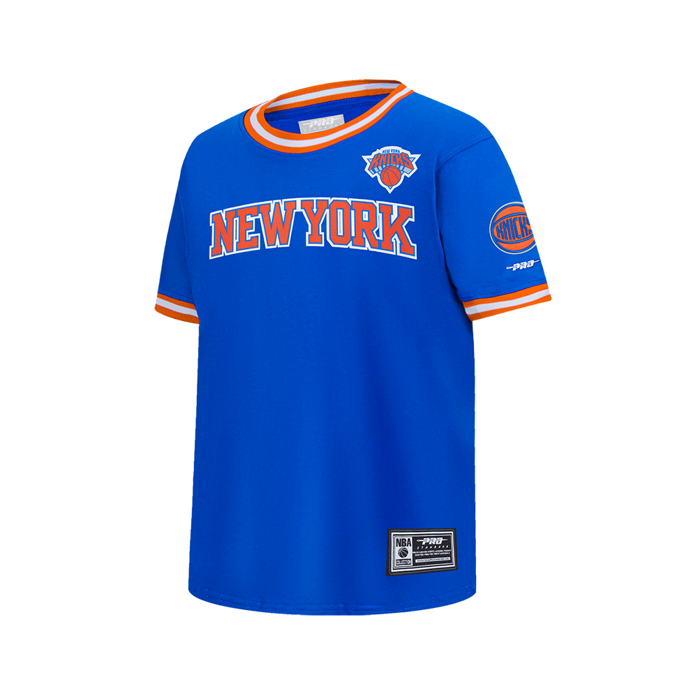 NBA NEW YORK KNICKS CLASSIC BIG BOY'S SHORT SLEEVE MESH TEE (ROYAL BLUE/ORANGE)