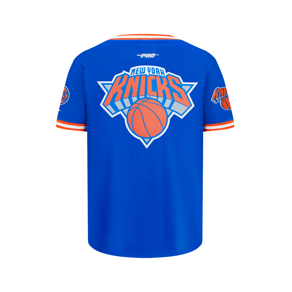 NBA NEW YORK KNICKS CLASSIC BIG BOY'S SHORT SLEEVE MESH TEE (ROYAL BLUE/ORANGE)