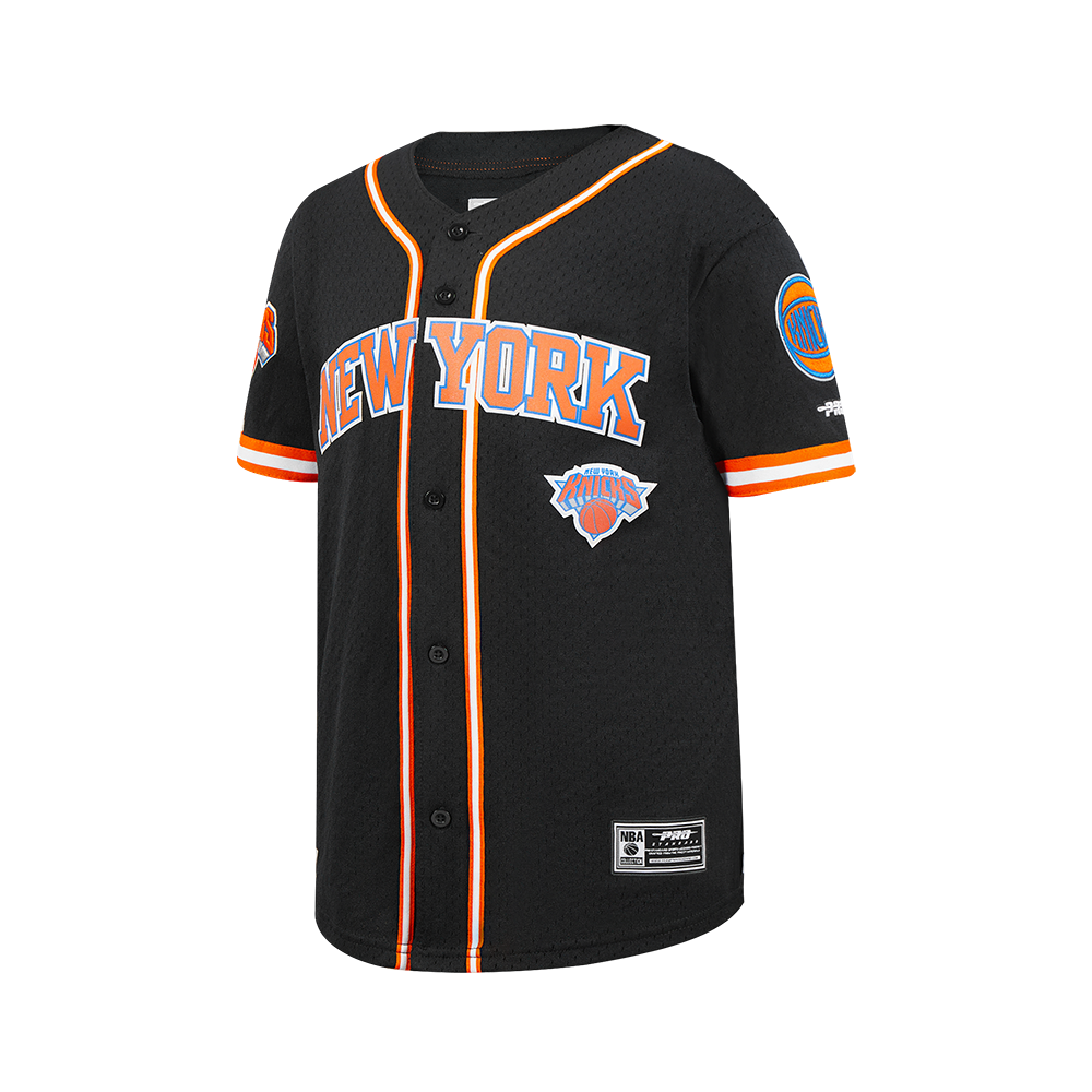 NBA NEW YORK KNICKS CLASSIC CHEMISE BOUTONNÉE EN FILET POUR GARÇON JUNIOR (NOIR/ORANGE)