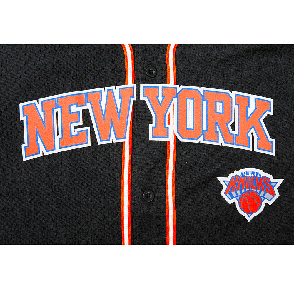 NBA NEW YORK KNICKS CLASSIC CHEMISE BOUTONNÉE EN FILET POUR GARÇON JUNIOR (NOIR/ORANGE)
