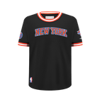 NBA NEW YORK KNICKS CLASSIC BIG BOY'S SS STRIPED RIB TEE (BLACK/ORANGE)
