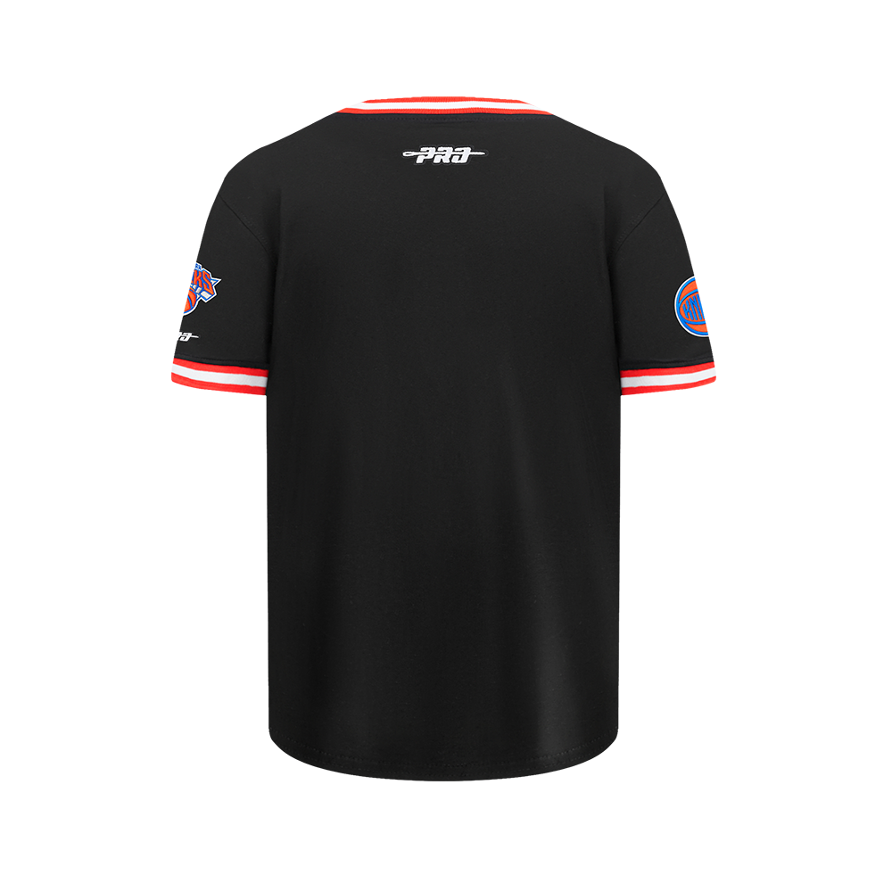 NBA NEW YORK KNICKS CLASSIC BIG BOY'S SS STRIPED RIB TEE (BLACK/ORANGE)