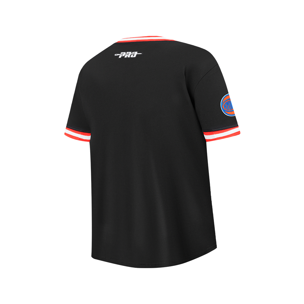 NBA NEW YORK KNICKS CLASSIC BIG BOY'S SS STRIPED RIB TEE (BLACK/ORANGE)