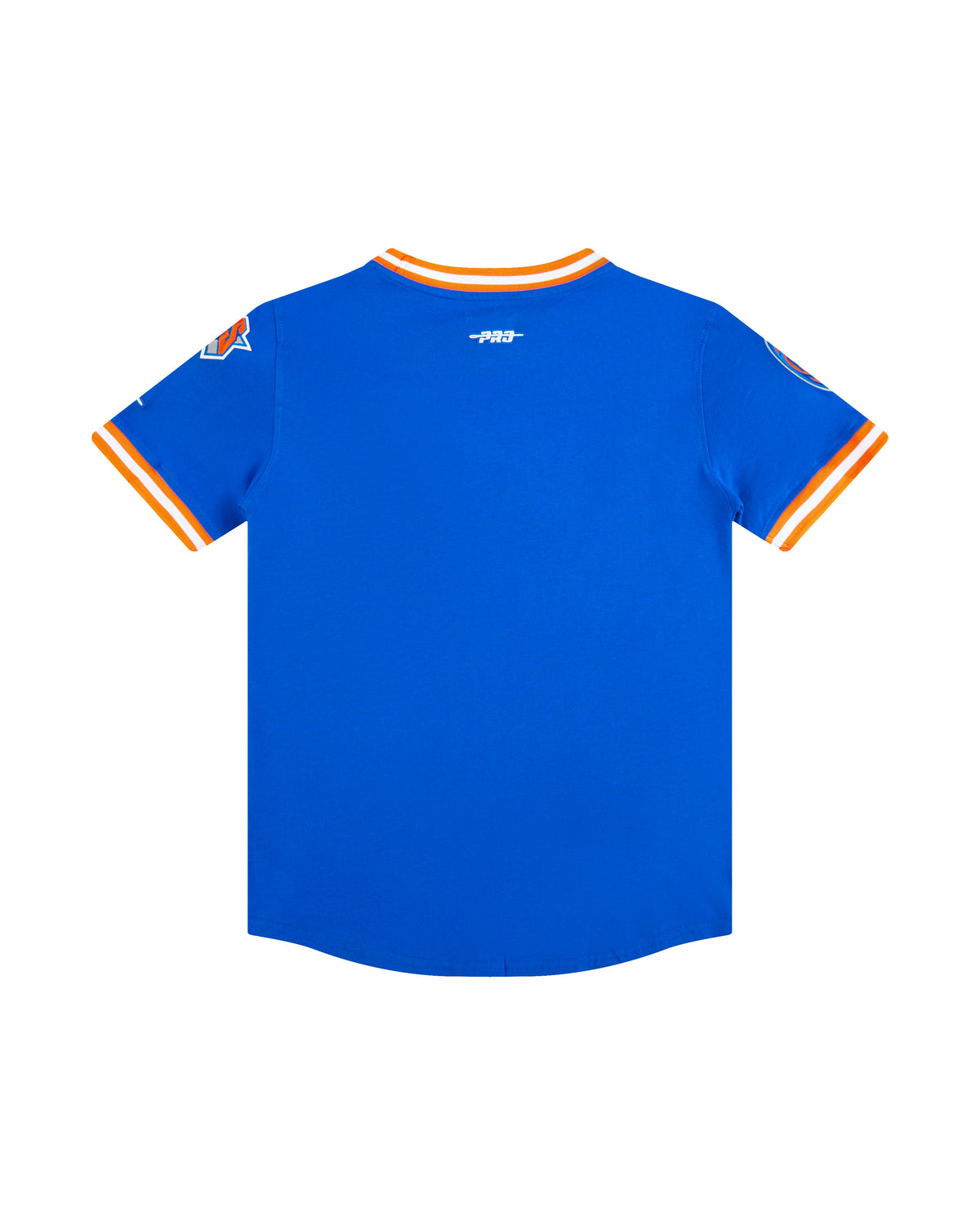 NBA NEW YORK KNICKS CLASSIC BIG BOY'S SHORT SLEEVE STRIPED RIB TEE (ROYAL BLUE/ORANGE)