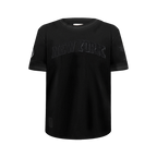 NBA NEW YORK KNICKS TRIPLE BLACK BIG BOY'S SS STRIPED RIB TEE (JET BLACK)