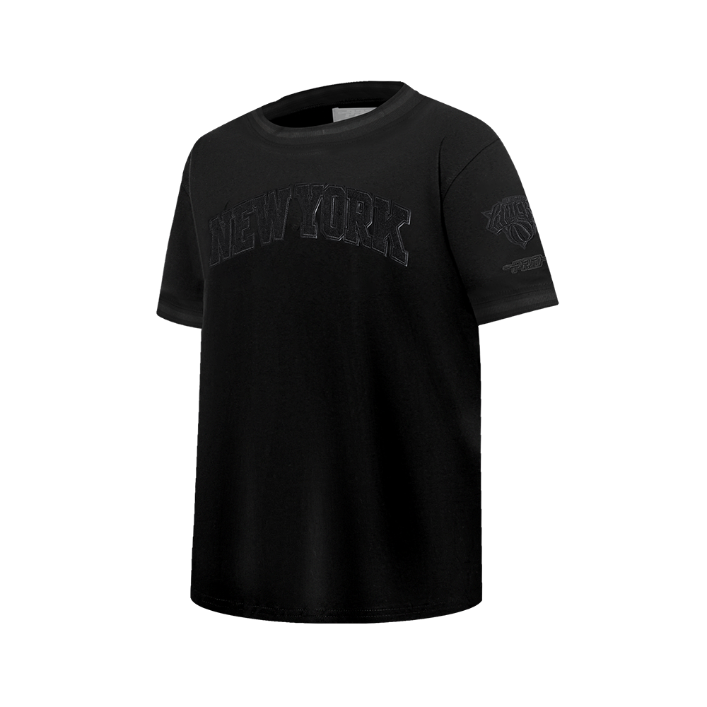 NBA NEW YORK KNICKS TRIPLE BLACK BIG BOY'S SS STRIPED RIB TEE (JET BLACK)