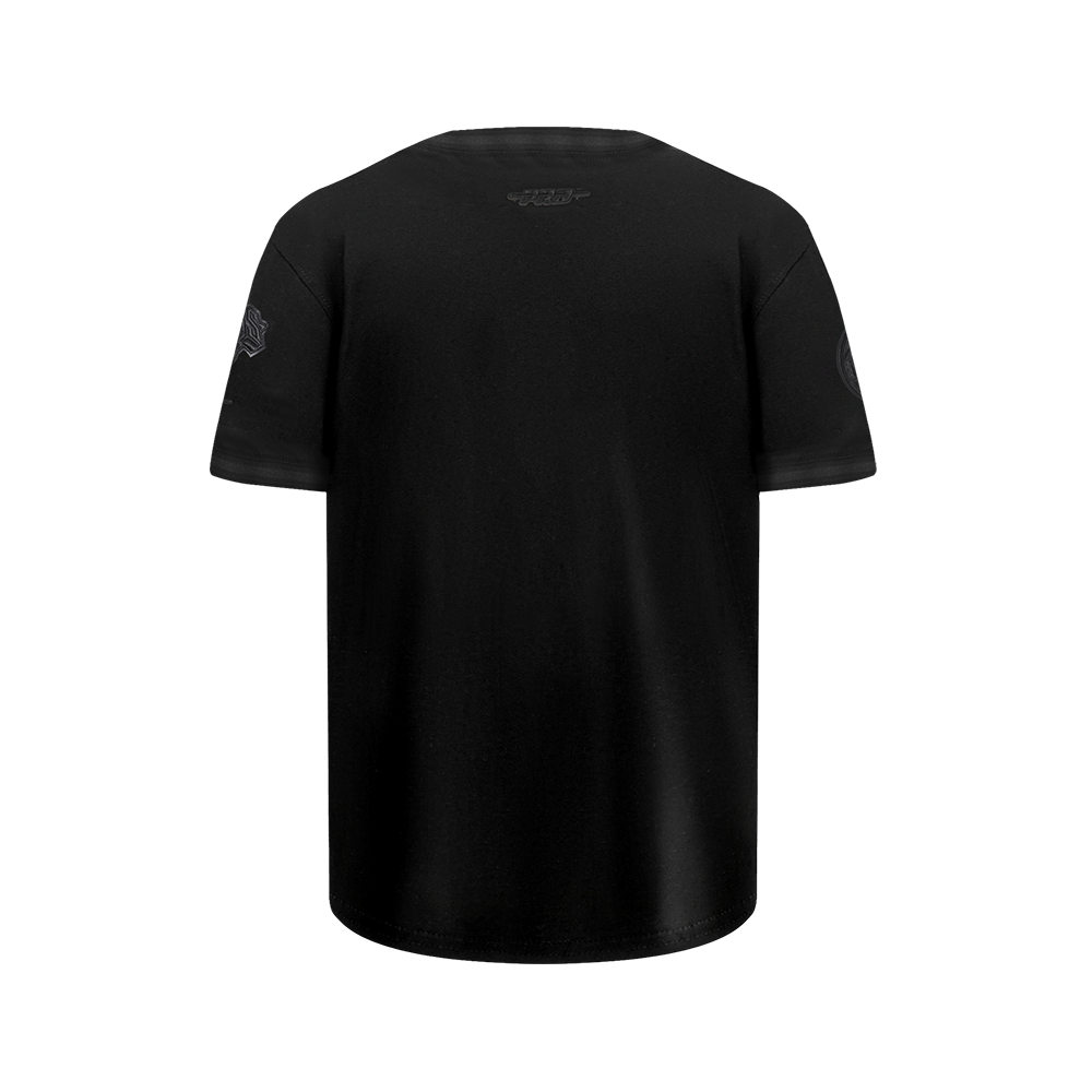 NBA NEW YORK KNICKS TRIPLE BLACK BIG BOY'S SS STRIPED RIB TEE (JET BLACK)