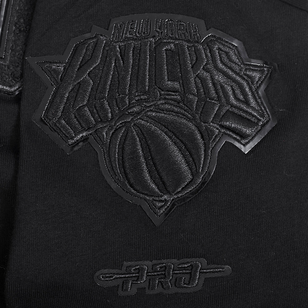 NBA NEW YORK KNICKS TRIPLE BLACK BIG BOY'S SS STRIPED RIB TEE (JET BLACK)