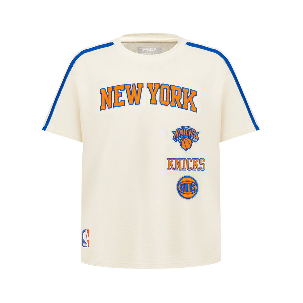 NBA NEW YORK KNICKS RETRO CLASSIC SINGLE JERSEY BIG BOY'S SINGLE JERSEY TAPING TEE (EGGSHELL/ROYAL BLUE)