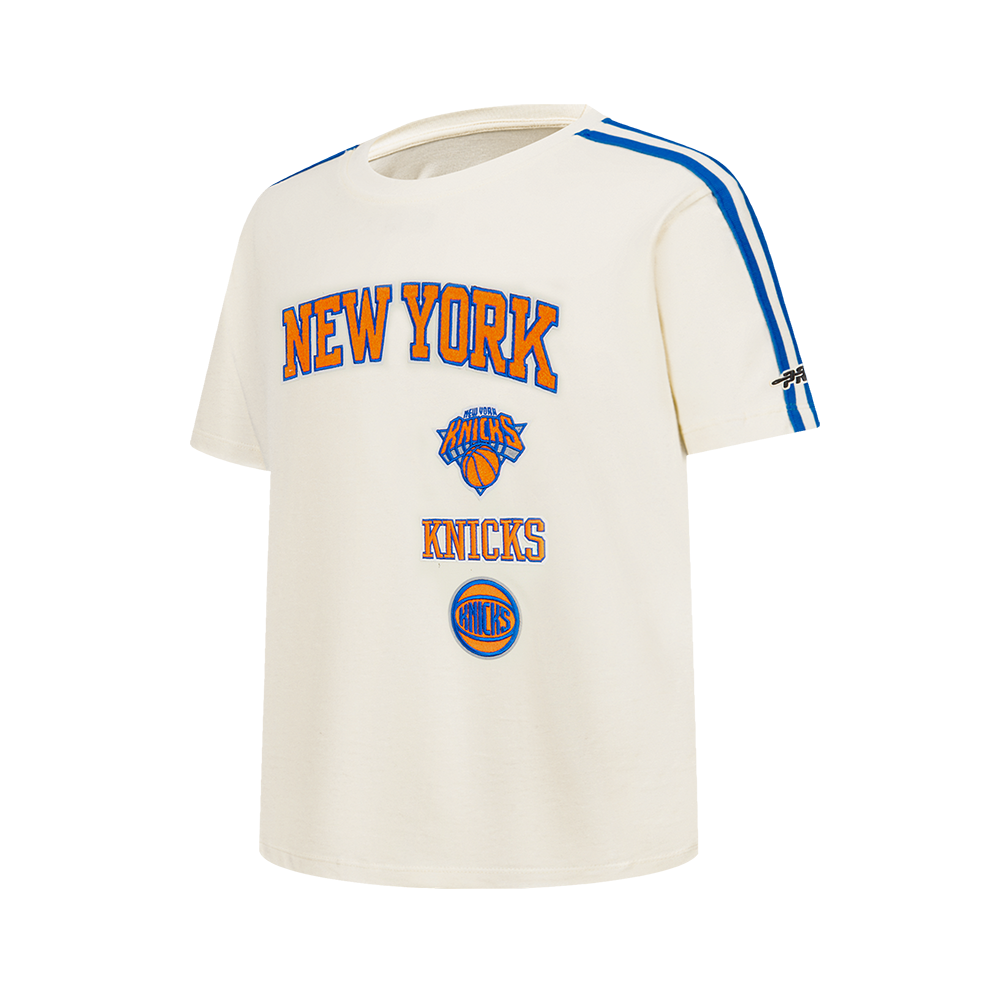 NBA NEW YORK KNICKS RETRO CLASSIC SINGLE JERSEY BIG BOY'S SINGLE JERSEY TAPING TEE (EGGSHELL/ROYAL BLUE)