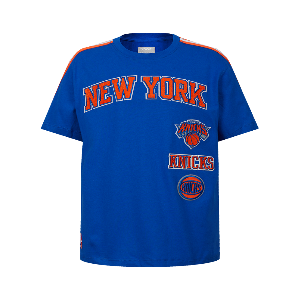 NBA NEW YORK KNICKS RETRO CLASSIC SINGLE JERSEY BIG BOY'S SINGLE JERSEY TAPING TEE (ROYAL BLUE/ORANGE)