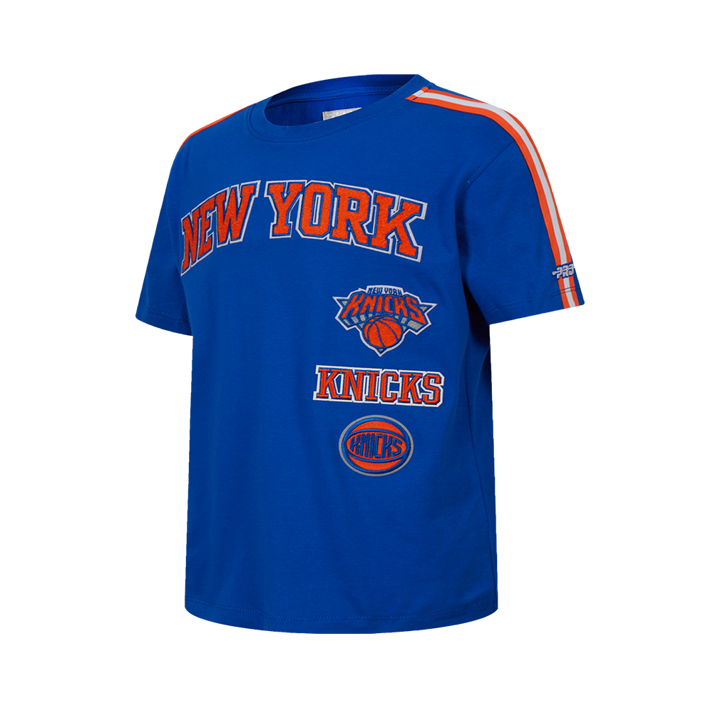 NBA NEW YORK KNICKS RETRO CLASSIC SINGLE JERSEY BIG BOYS SINGLE JERSEY TAPING TEE (ROYAL BLUE/ORANGE)