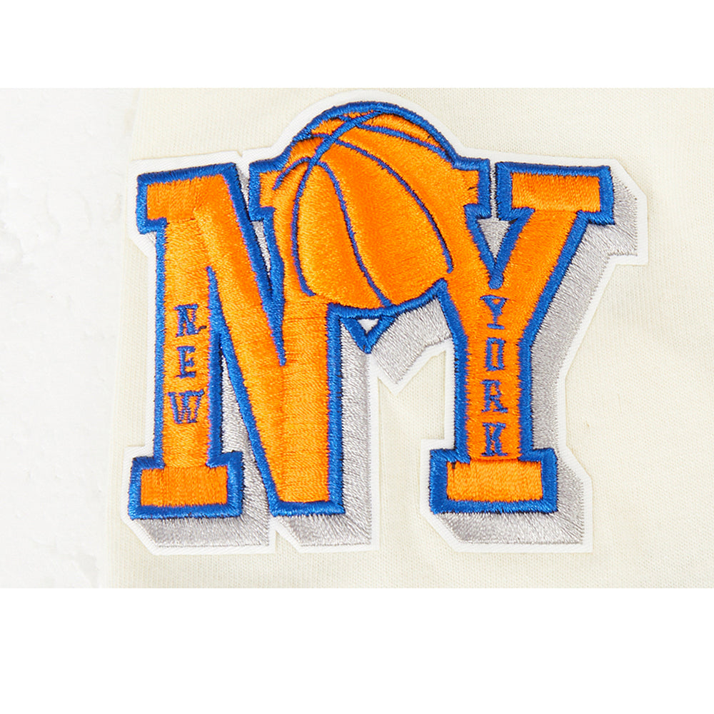 NBA NEW YORK KNICKS RETRO CLASSIC BIG BOY'S SS STRIPED RIB TEE (EGGSHELL/ROYAL BLUE)
