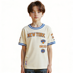 NBA NEW YORK KNICKS RETRO CLASSIC BIG BOY'S SS STRIPED RIB TEE (EGGSHELL/ROYAL BLUE)