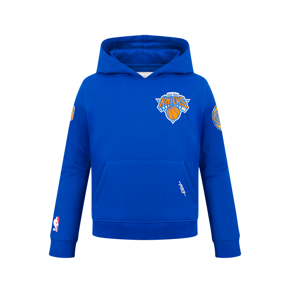 NBA NEW YORK KNICKS CLASSIC BIG BOY'S FLEECE PULLOVER HOODIE (ROYAL BLUE)