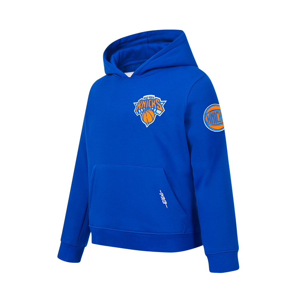 NBA NEW YORK KNICKS CLASSIC BIG BOY'S FLEECE PULLOVER HOODIE (ROYAL BLUE)