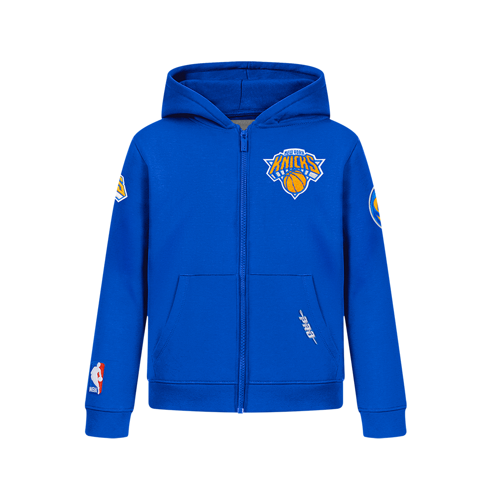 NBA NEW YORK KNICKS CLASSIC CHANDAIL À CAPUCHON EN MOLLETON À GLISSIÈRE POUR GARÇON JUNIOR (BLEU ROYAL)